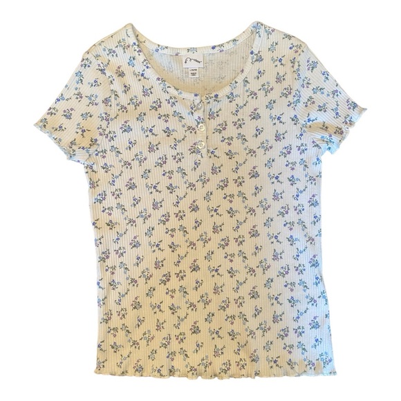 art class Other - Girls art class top white background with blue purple & green flowers sz L 10-12